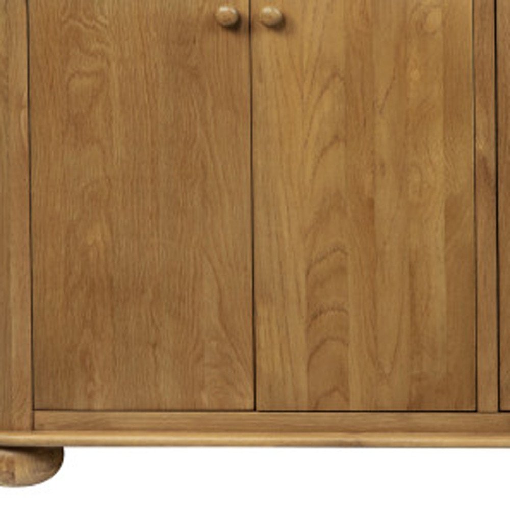98" Natural Distressed Solid Wood Sideboard with Six Doors close-up detail