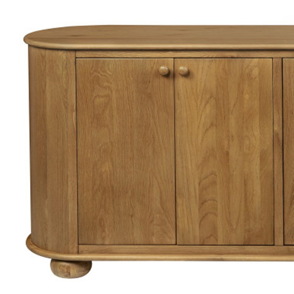 98" Natural Distressed Solid Wood Sideboard with Six Doors on a white background