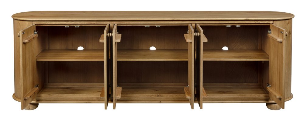 98" Natural Distressed Solid Wood Sideboard with Six Doors