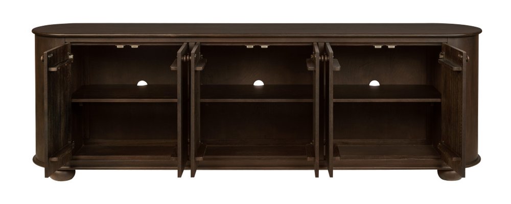 98" Brown Distressed Solid Wood Sideboard With Six Doors