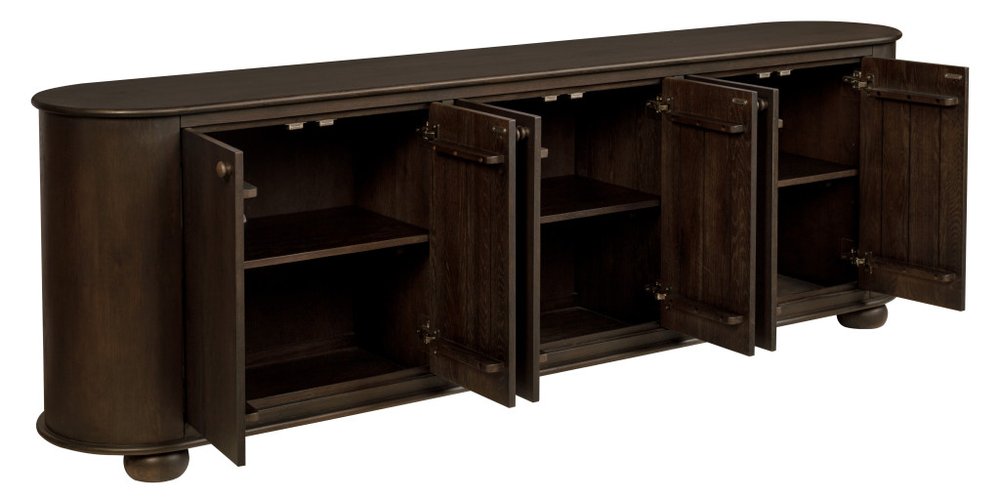 98" Brown Distressed Solid Wood Sideboard With Six Doors