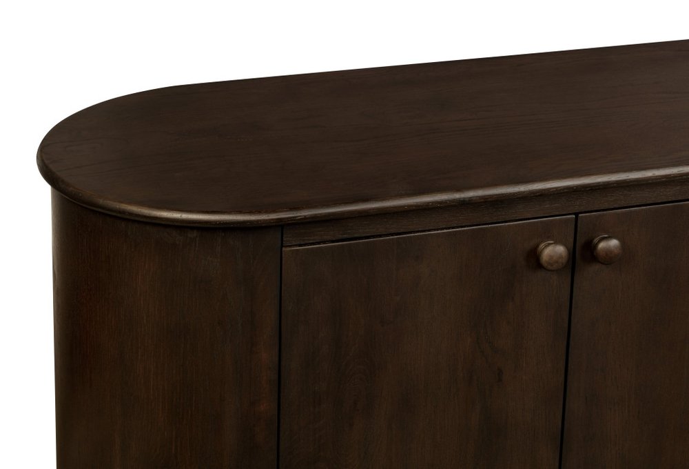 98" Brown Distressed Solid Wood Sideboard With Six Doors