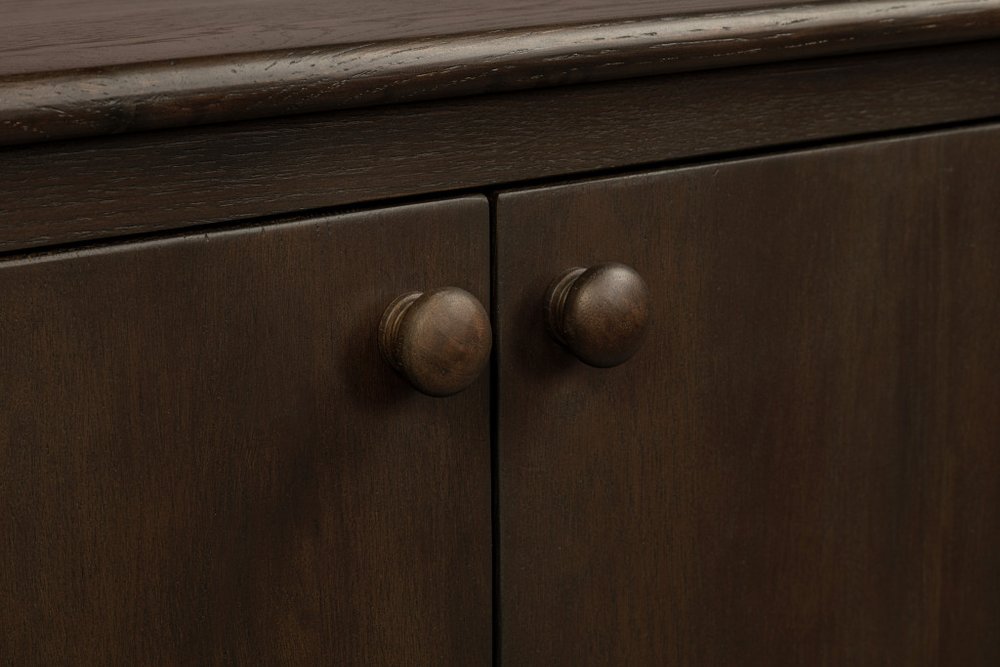 98" Brown Distressed Solid Wood Sideboard With Six Doors close-up detail