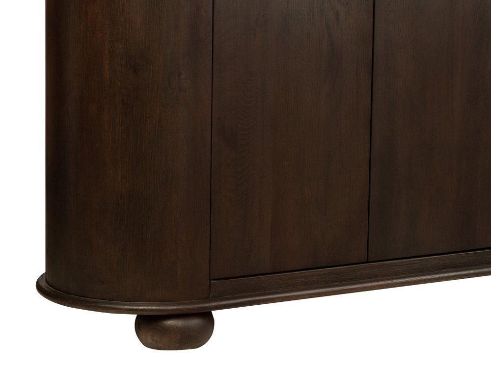 98" Brown Distressed Solid Wood Sideboard With Six Doors on a white background
