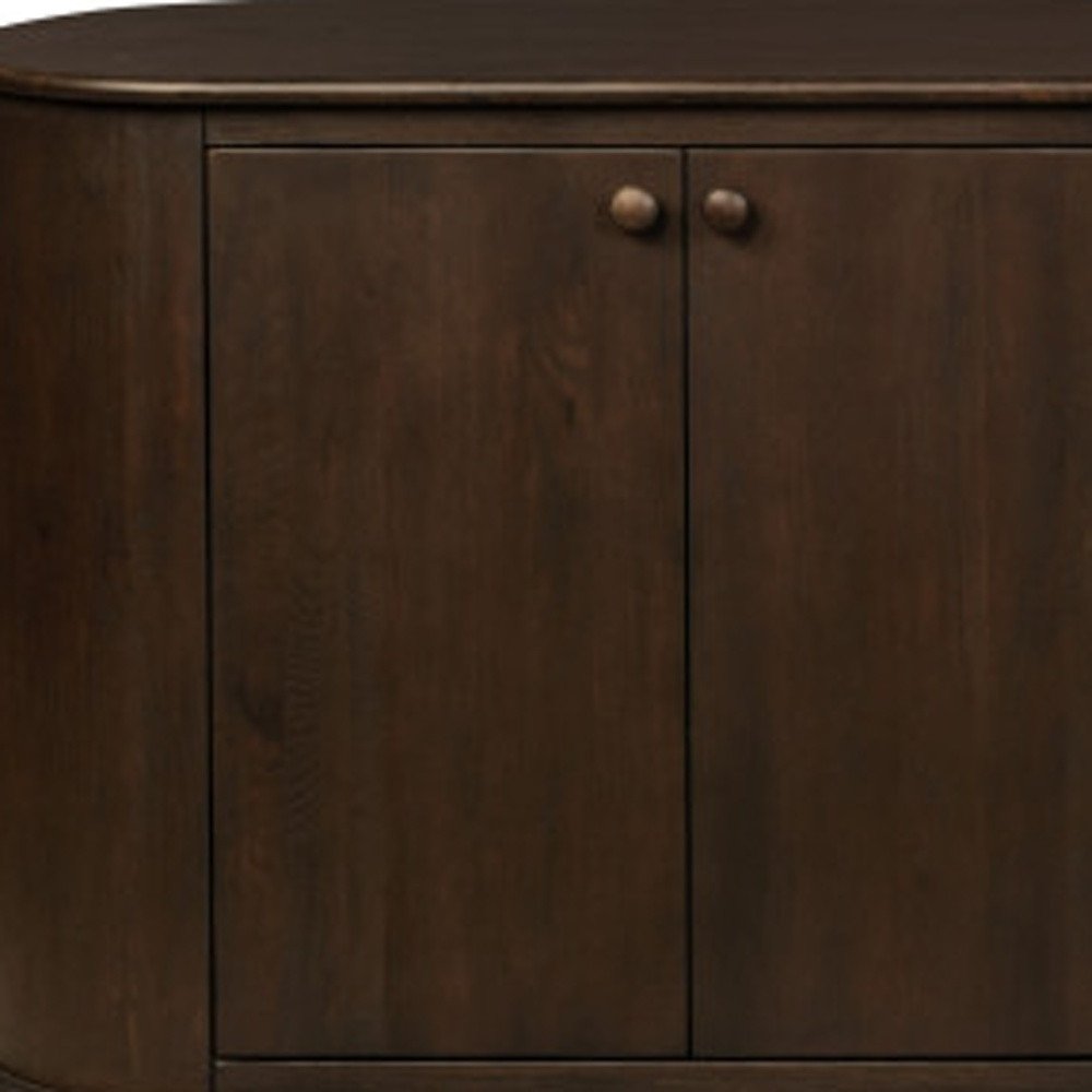 98" Brown Distressed Solid Wood Sideboard With Six Doors close-up detail