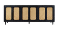 94" Black Distressed Solid Wood Sideboard with Six Doors on a white background
