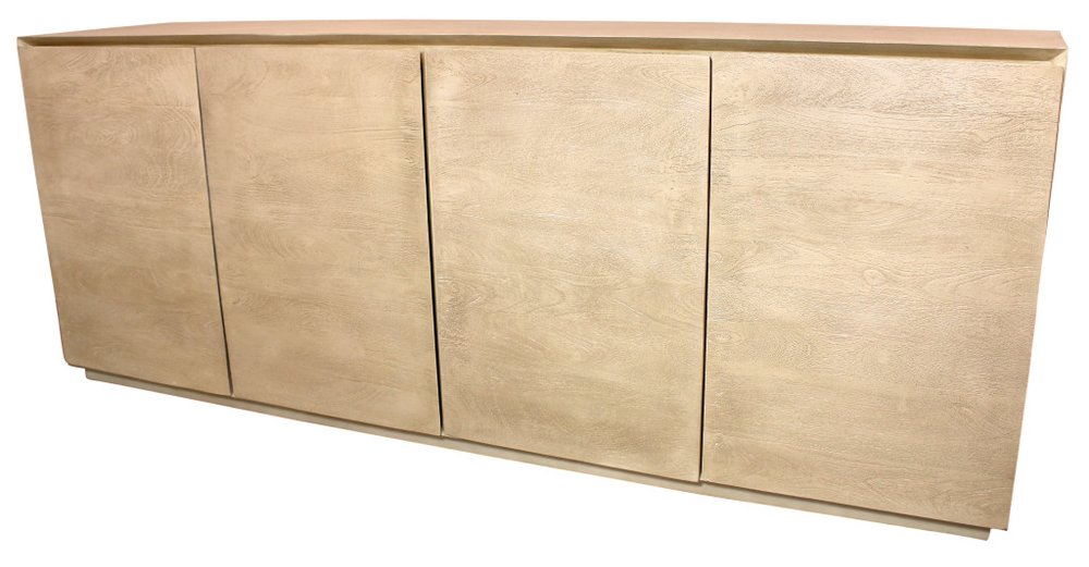 80" Natural Distressed Solid Wood Sideboard With Four Doors