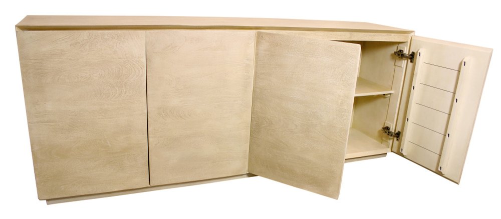 80" Natural Distressed Solid Wood Sideboard With Four Doors