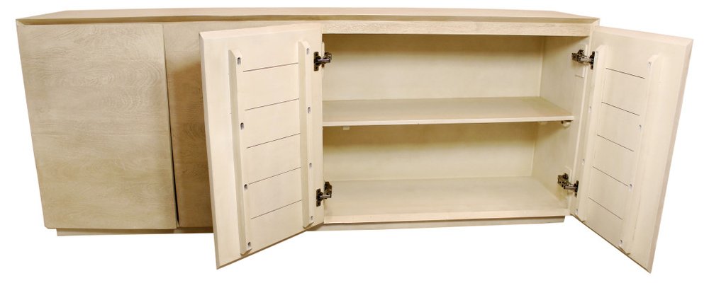 80" Natural Distressed Solid Wood Sideboard With Four Doors
