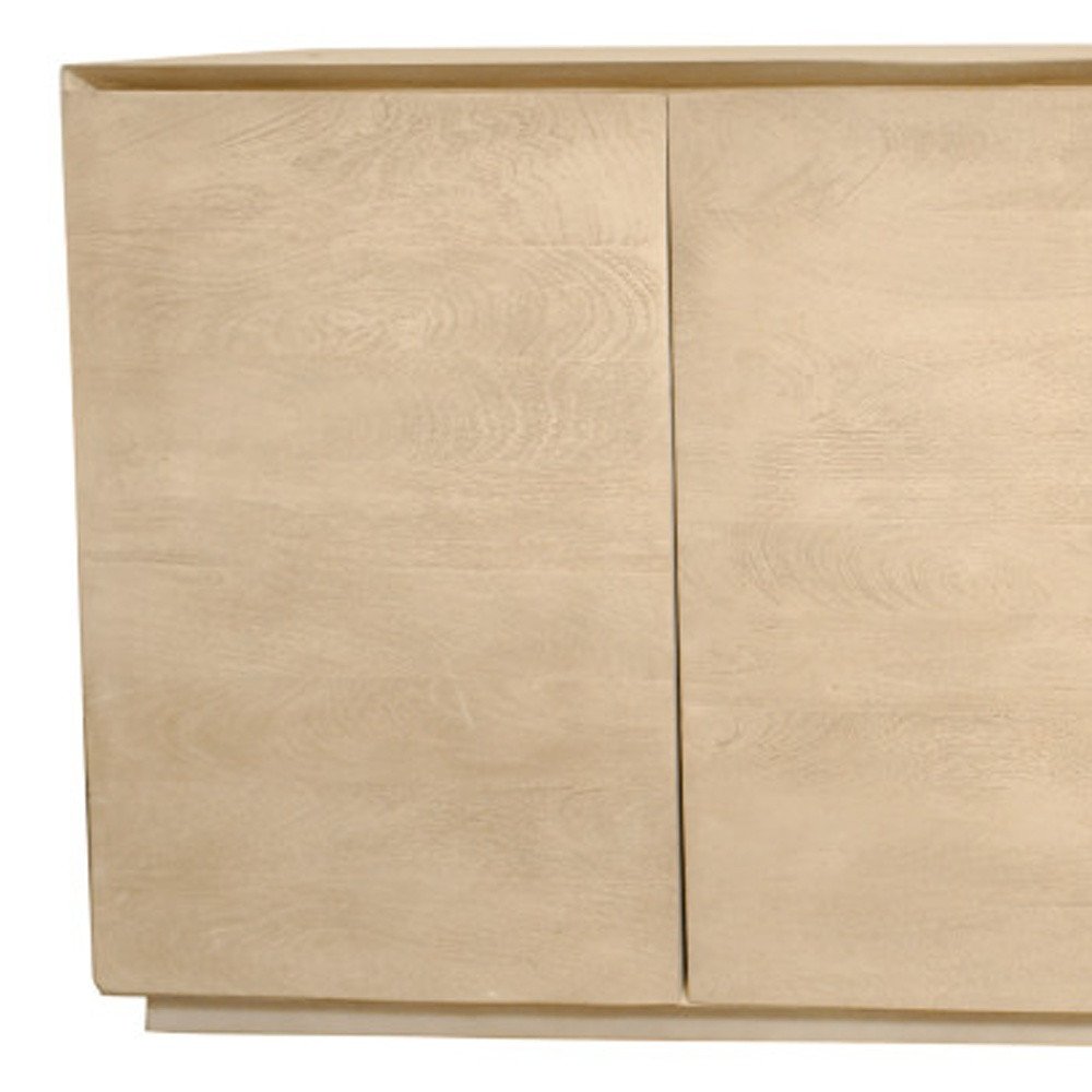 80" Natural Distressed Solid Wood Sideboard With Four Doors on a white background