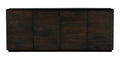 80" Dark Brown Distressed Solid Wood Sideboard With Four Doors on a white background