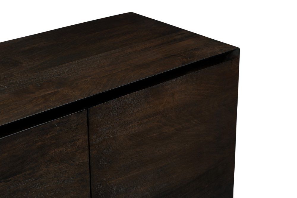 80" Dark Brown Distressed Solid Wood Sideboard With Four Doors