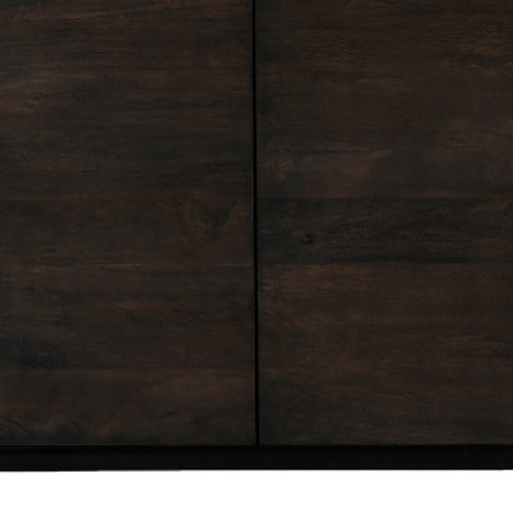 80" Dark Brown Distressed Solid Wood Sideboard With Four Doors