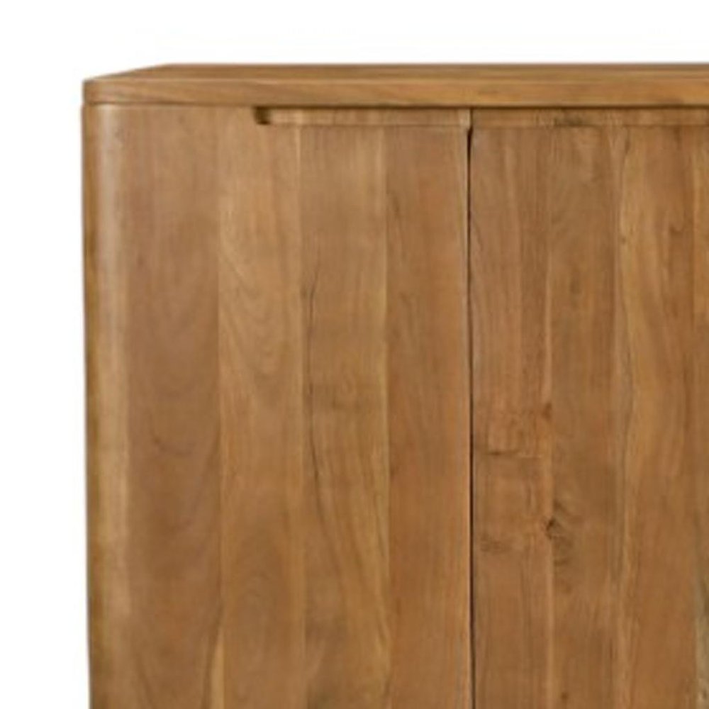 96" Tan Distressed Solid Wood Sideboard With Six Doors on a white background