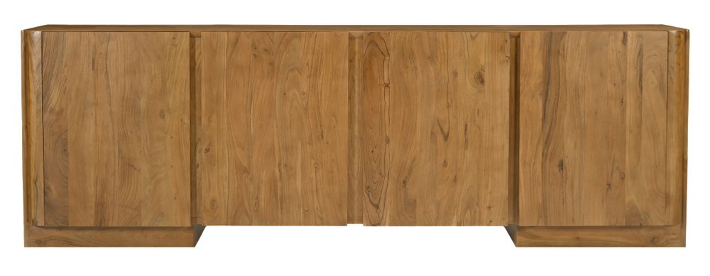 96" Tan Distressed Solid Wood Sideboard Soft Close with Four Doors on a white background