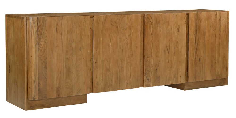 96" Tan Distressed Solid Wood Sideboard Soft Close with Four Doors on a white background