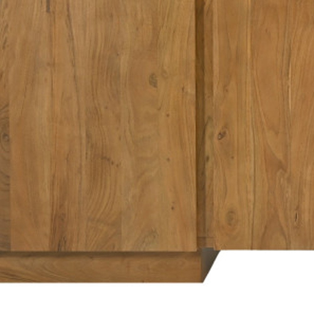 96" Tan Distressed Solid Wood Sideboard Soft Close with Four Doors close-up detail
