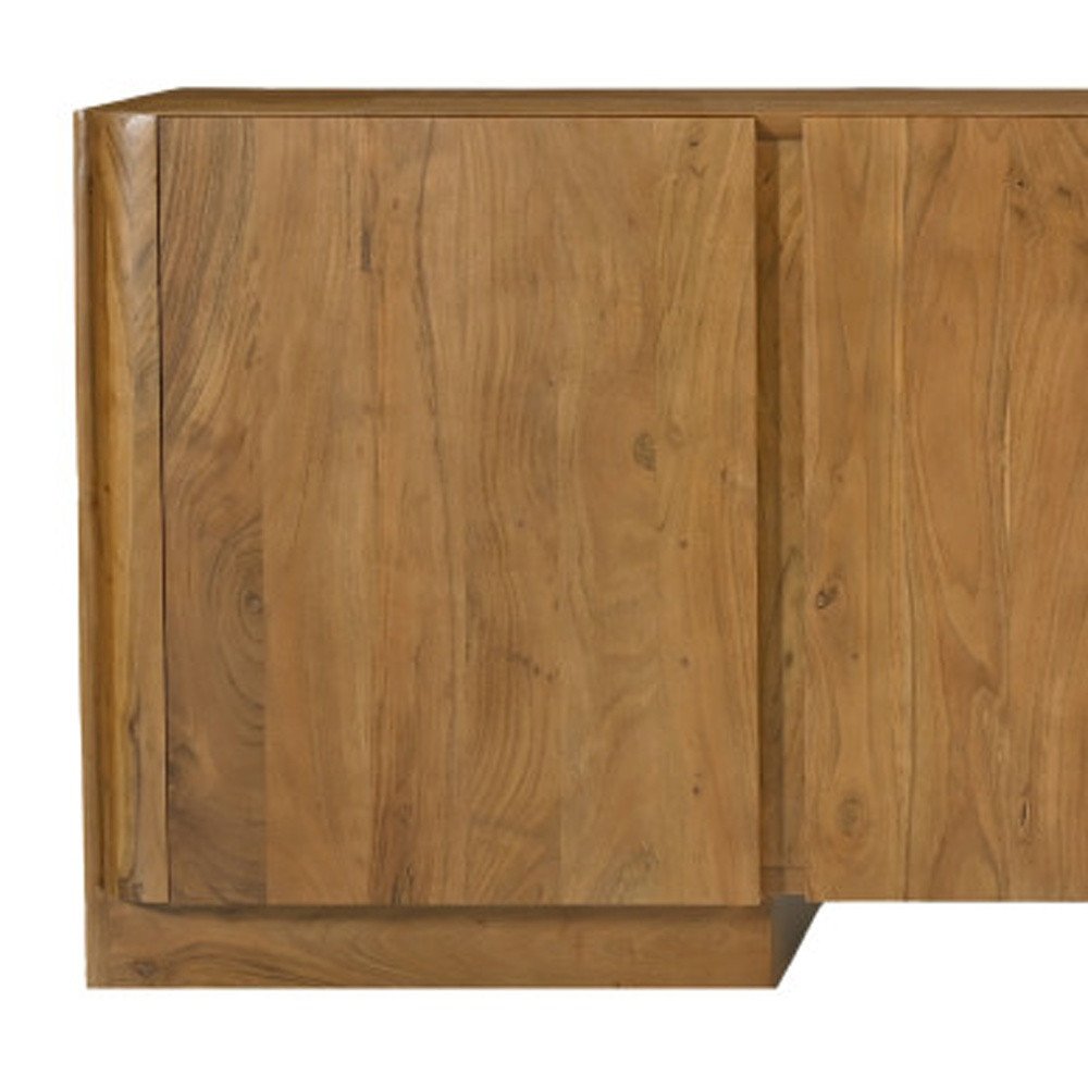 96" Tan Distressed Solid Wood Sideboard Soft Close with Four Doors on a white background