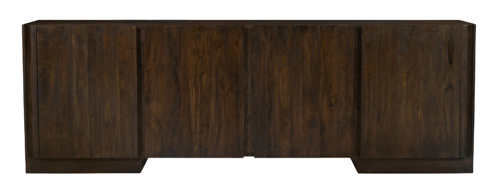 96" Dark Brown Distressed Solid Wood Sideboard With Four Doors on a white background