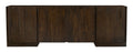 96" Dark Brown Distressed Solid Wood Sideboard With Four Doors on a white background