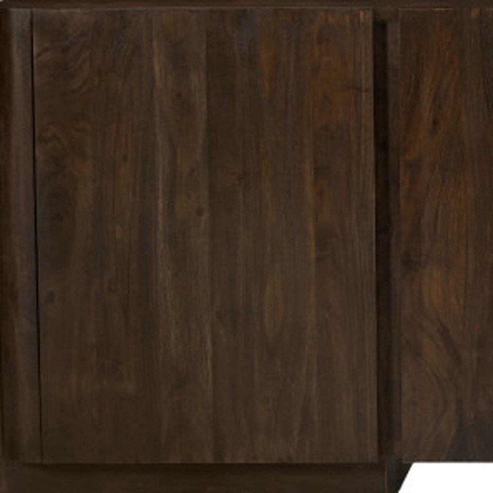 96" Dark Brown Distressed Solid Wood Sideboard With Four Doors close-up detail