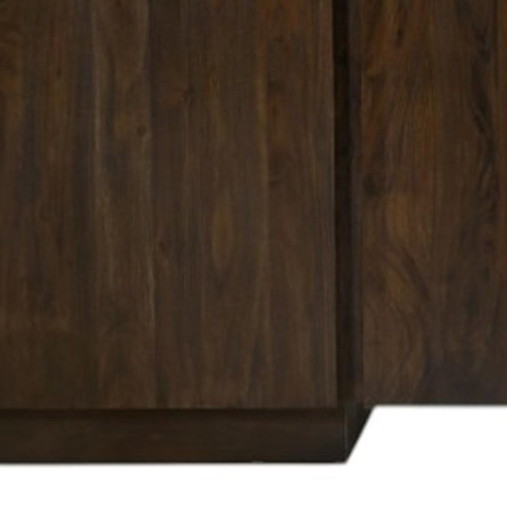 96" Dark Brown Distressed Solid Wood Sideboard With Four Doors close-up detail