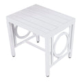 16" White Metal Outdoor Side Table. Outdoor table isolated on a plain white background, in a white metal finish.