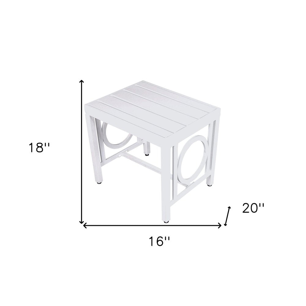 16" White Metal Outdoor Side Table