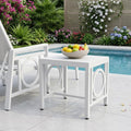 16" White Metal Outdoor Side Table
