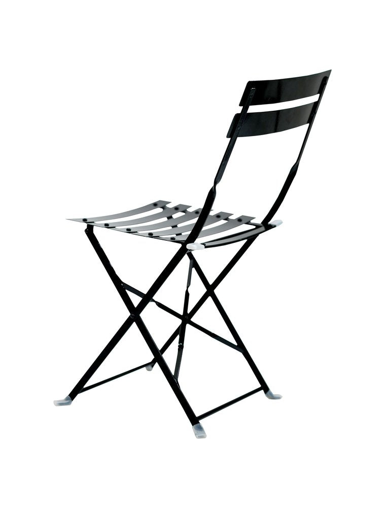 Set of Two Black Aluminum Outdoor Folding Dining Chairs on a white background