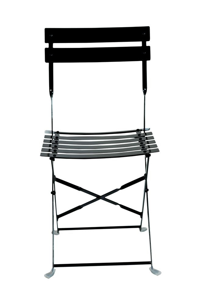 Set of Two Black Aluminum Outdoor Folding Dining Chairs on a white background