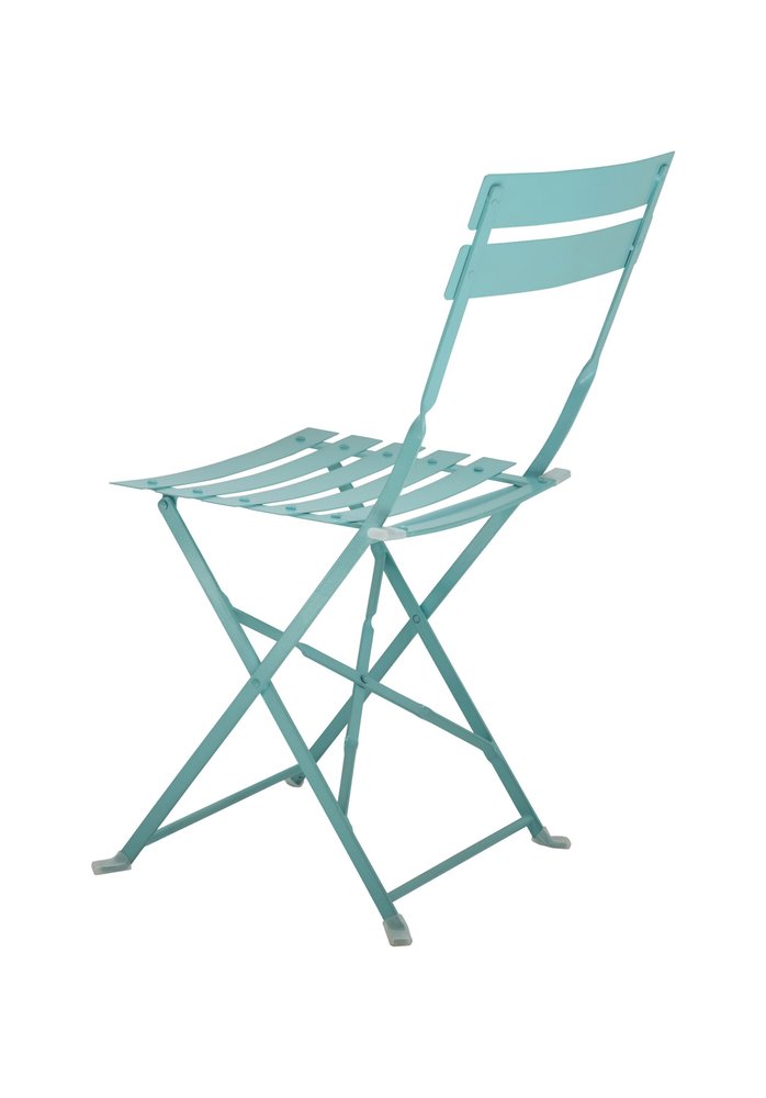 Set of Two Aqua Blue Aluminum Outdoor Folding Dining Chairs