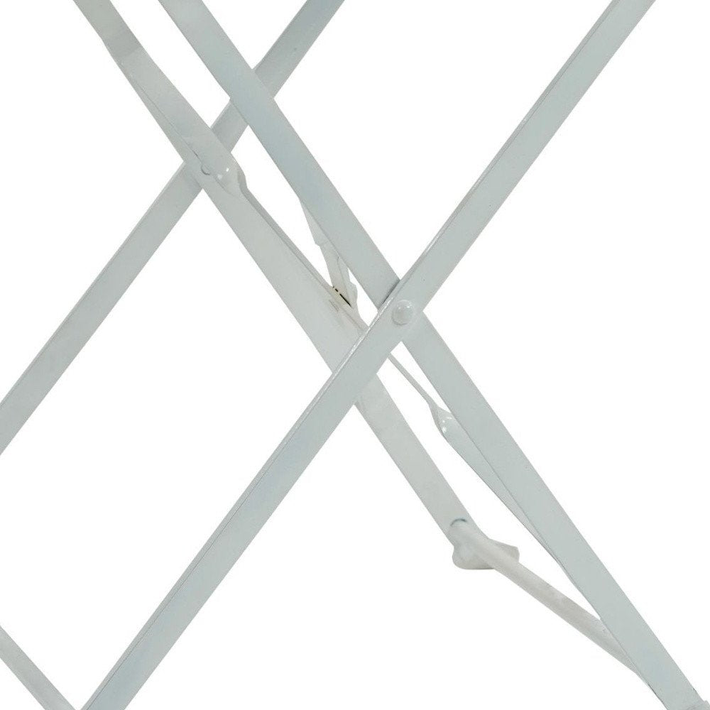 Set of Two White Aluminum Outdoor Folding Dining Chairs on a white background