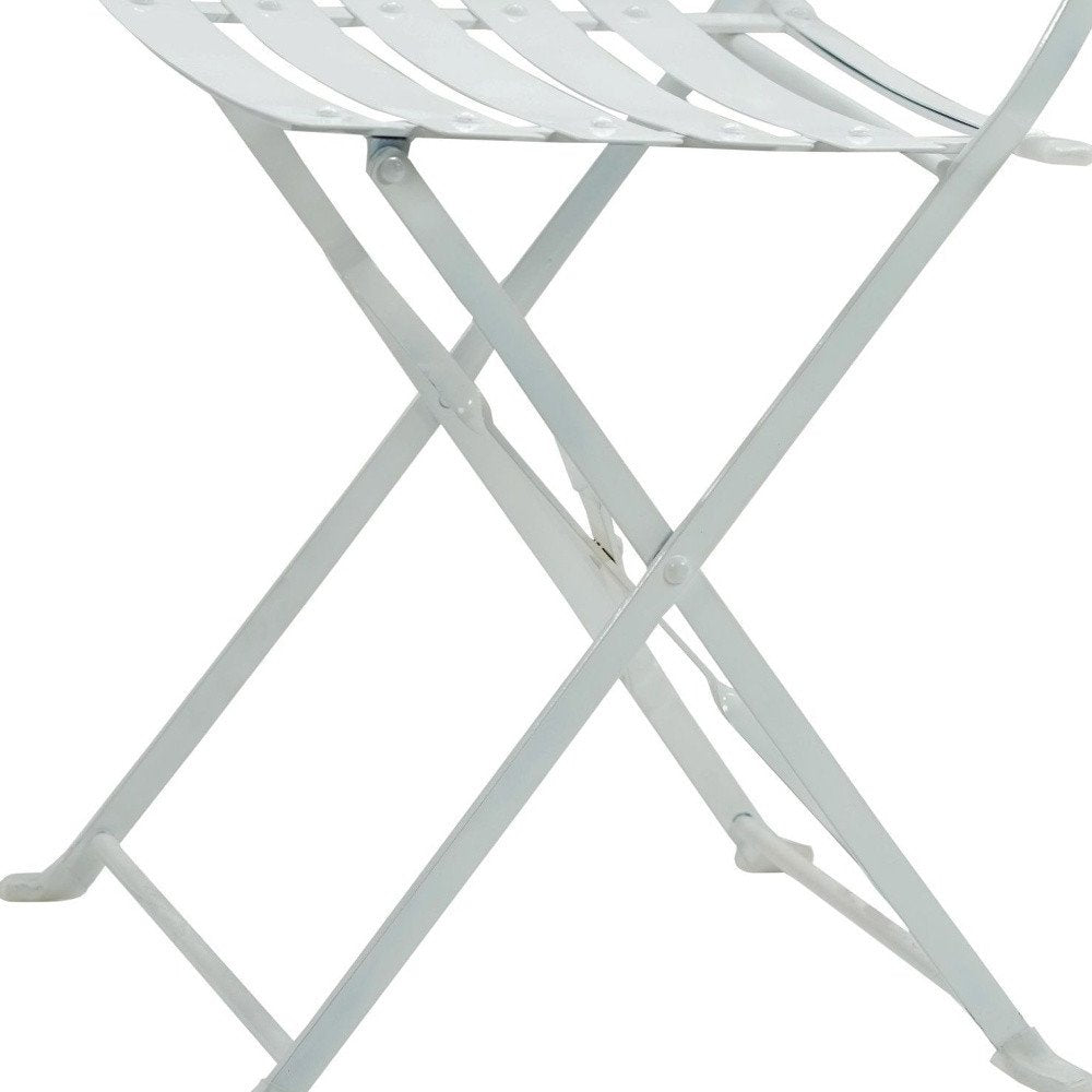 Set of Two White Aluminum Outdoor Folding Dining Chairs on a white background