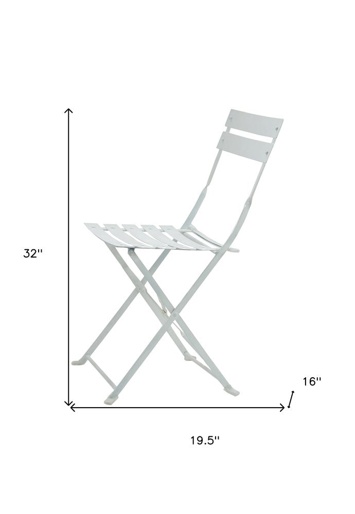Set of Two White Aluminum Outdoor Folding Dining Chairs on a white background