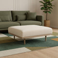 37" Beige and Brown Solid Wood and Fabric Ottoman