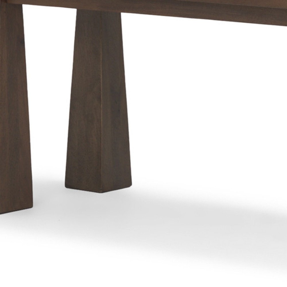 60" Dark Brown Solid Wood Bench. Bench isolated on a plain white background, finished in dark brown wood.