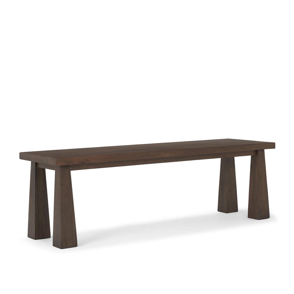 60" Dark Brown Solid Wood Bench. Bench isolated on a plain white background, in a dark brown wood finish.