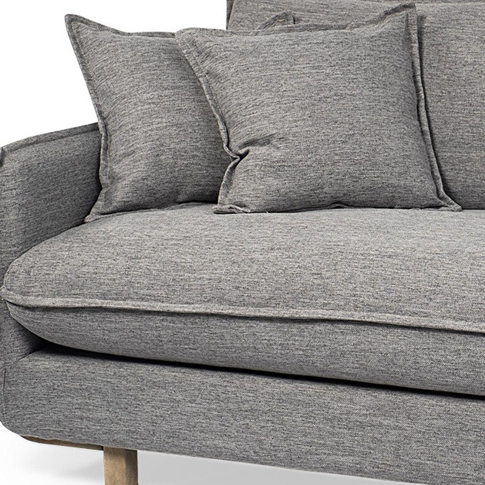 84" Gray Fabric Sofa With Brown Legs