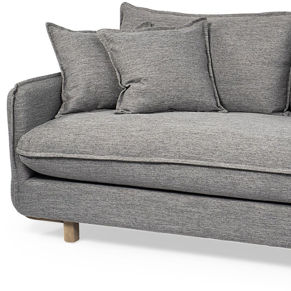 84" Gray Fabric Sofa With Brown Legs