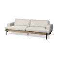 95" Beige Fabric Sofa With Black Legs on a white background