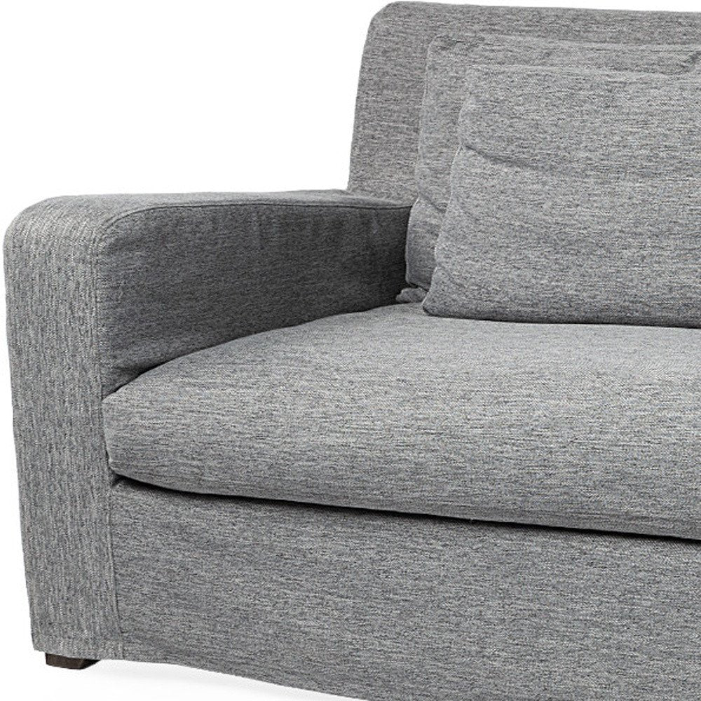 93" Dark Gray Slipcovered Fabric Sofa With Toss Pillows close-up detail