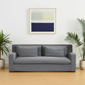 93" Dark Gray Slipcovered Fabric Sofa With Toss Pillows