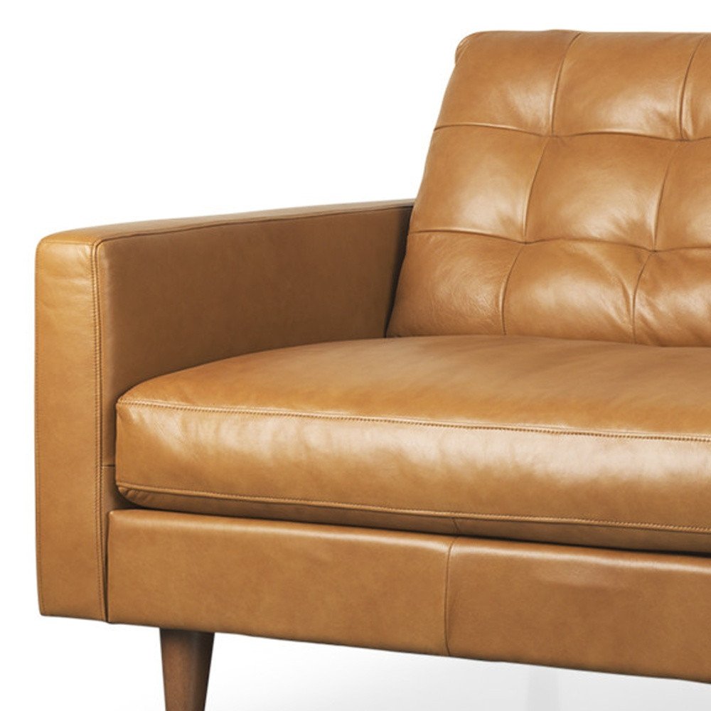 88" Brown Leather Sofa