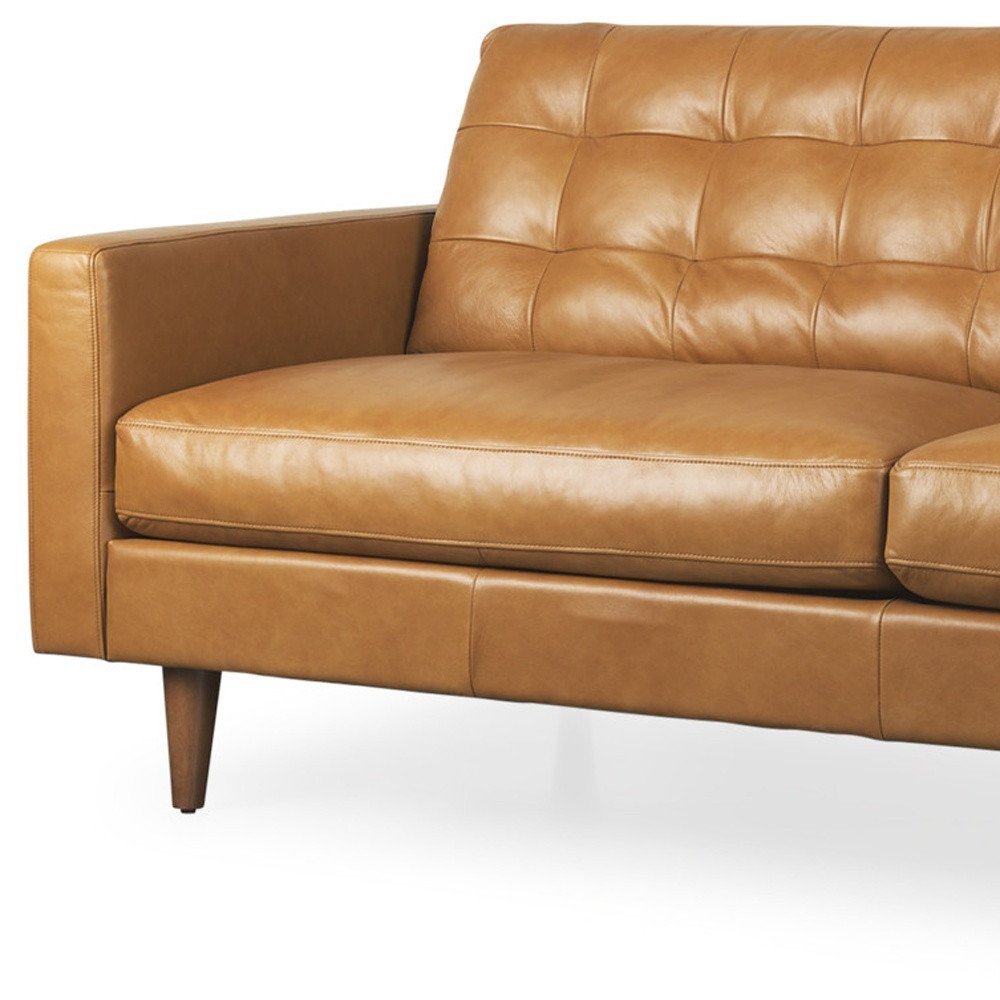 88" Brown Leather Sofa