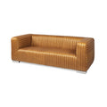 83" Brown Channel Tufted Leather Sofa