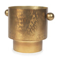 9" Gold Cast Iron Round Table Vase on a white background