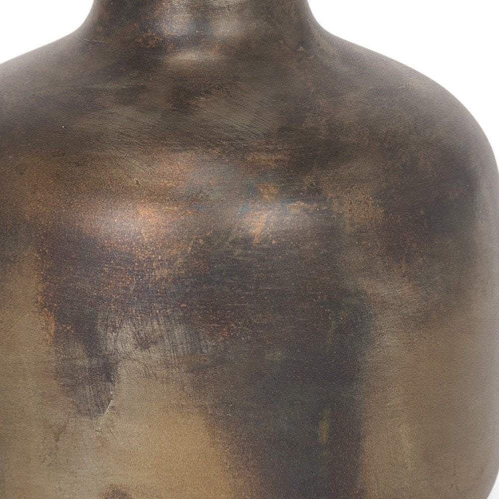 7" Antiqued Gold Metal Cylinder Table Vase