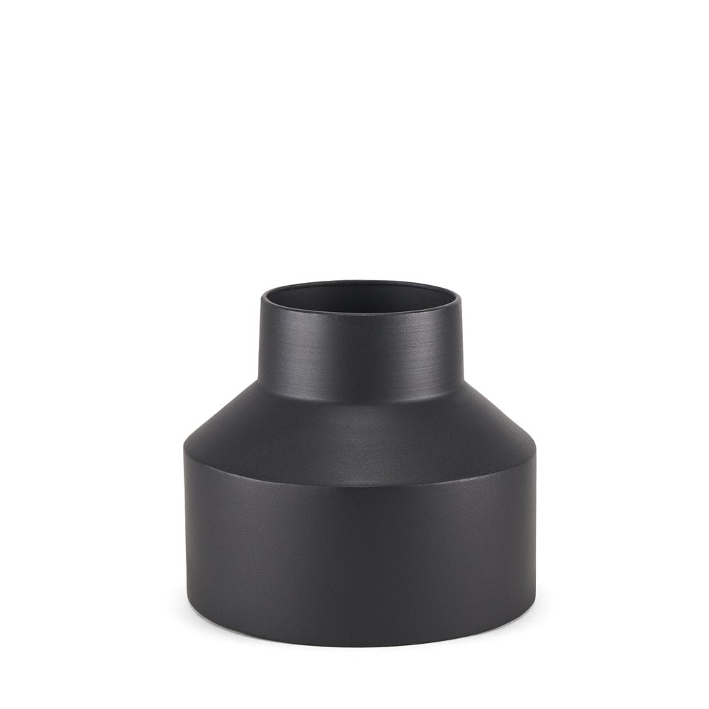 8" Black Tulip Metal Table Vase on a white background