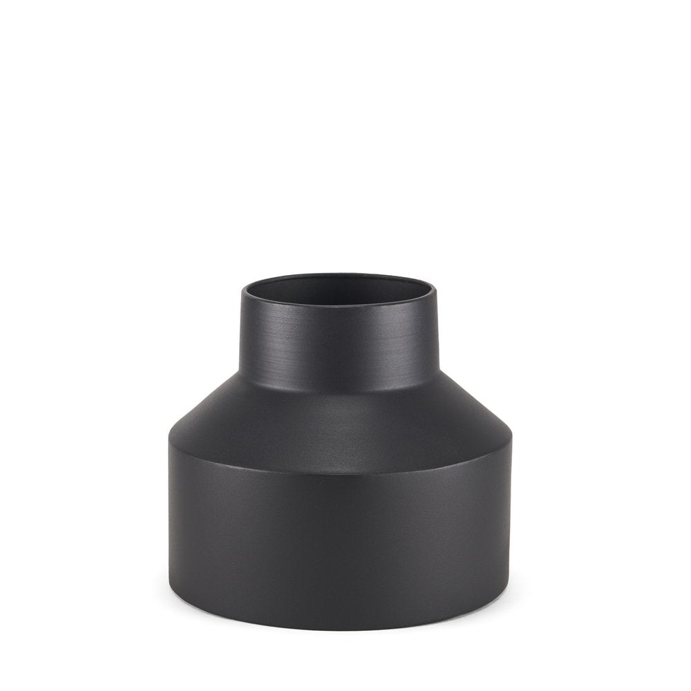 8" Black Tulip Metal Table Vase on a white background